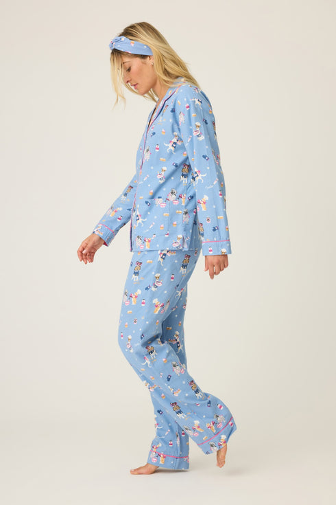 Pj Salvage Flannels Baked Woof Love Dog Print 3-Piece PJ Set